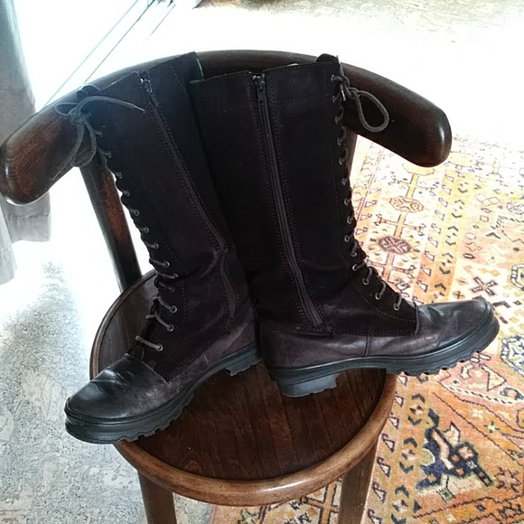 Cougar dark brown, rubber and suede knee-high boots. - Picture 9 of 10